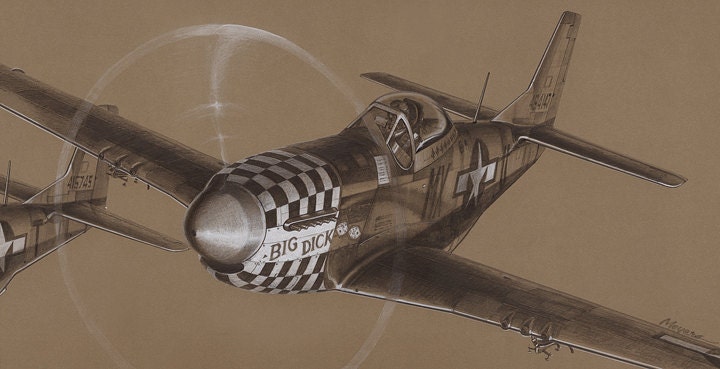 Aviation Art - Original Drawing P-51D Mustang - 78th Fighter Group