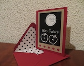 Set of 10 Personalized Teacher Thank You Cards with Blackboard and Chalk White Accents