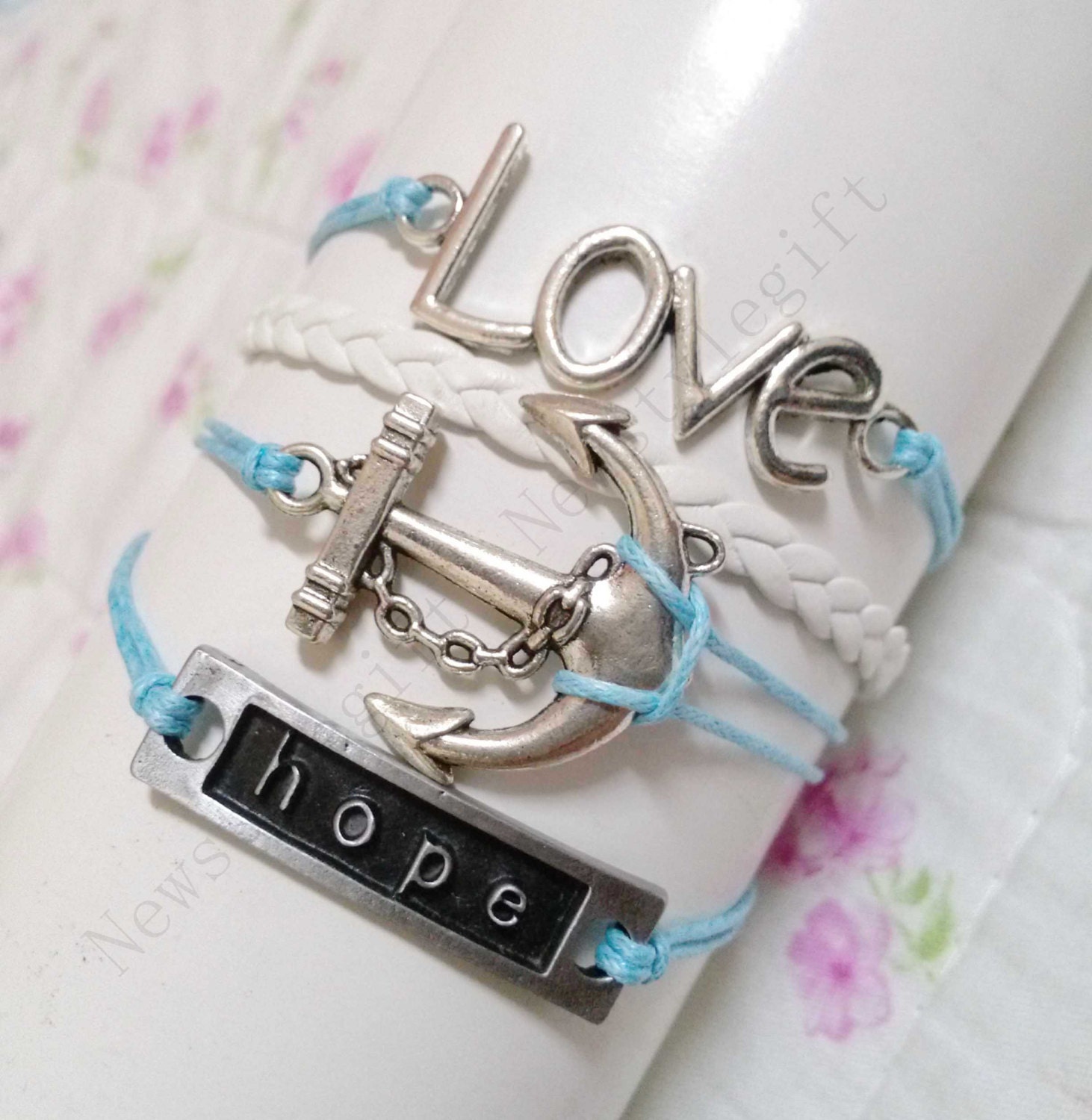 bracelet love&anchor Hope charm bracelet antique silver for girlfriend boyfriend best friend birthday wedding gift