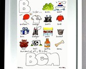 The Perfect Gift. Personalised, unique and framed "INITIAL"  illustration in watercolour and ink. (NOT a print).