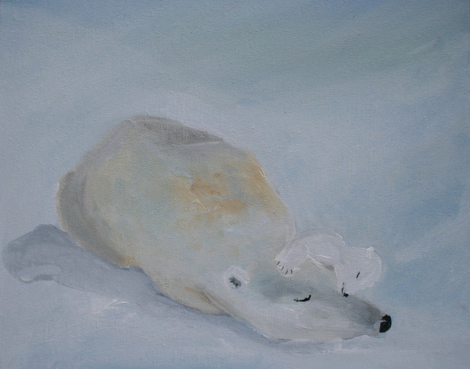 Moma bear cuddles, 10 x 8 inchs, acrylic on canvas board painting