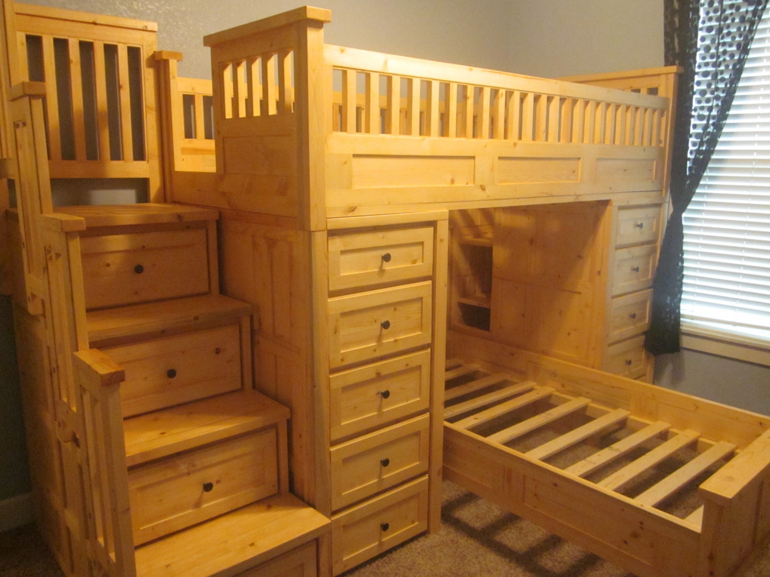 Large twin over twin loft bed with tons of storage