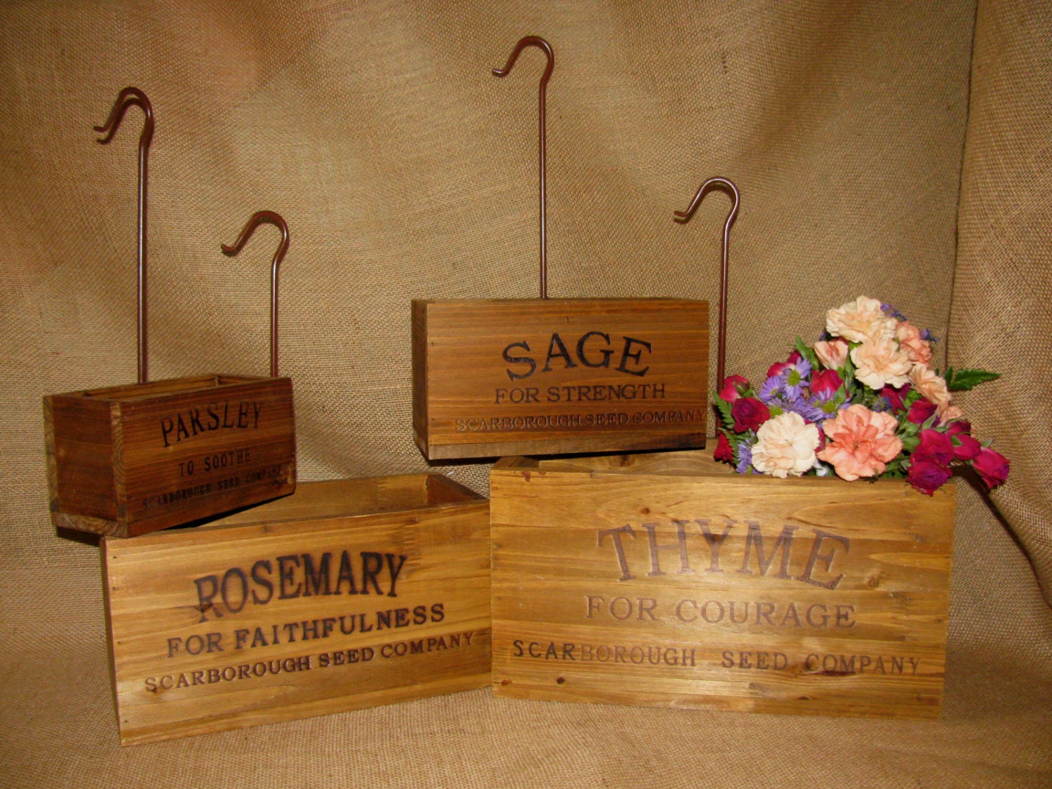 Herb Garden Inspirational Nesting Hanging Boxes by JClaireDecor