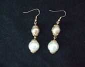 Handmade Earrings Revamped Repurposed Vintage Jewelry Gold Tone Faux Pearls