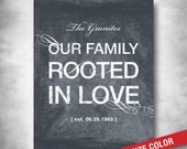 Personalized Family Art. Subway Art Sign. CUSTOM COLOR. Our Family Rooted in Love Quote. Typography. 16x20 Fine Art Print