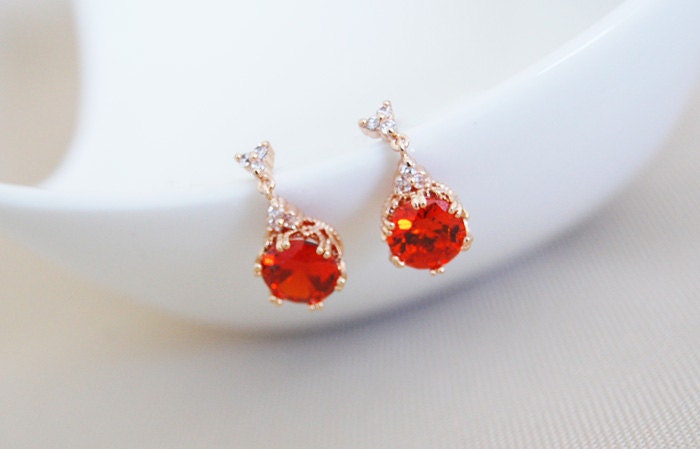Folly Red Crystal Goldtone Dangle Earrings Diamond Drop Earrings Simple Everyday Earrings Wedding Jewelry