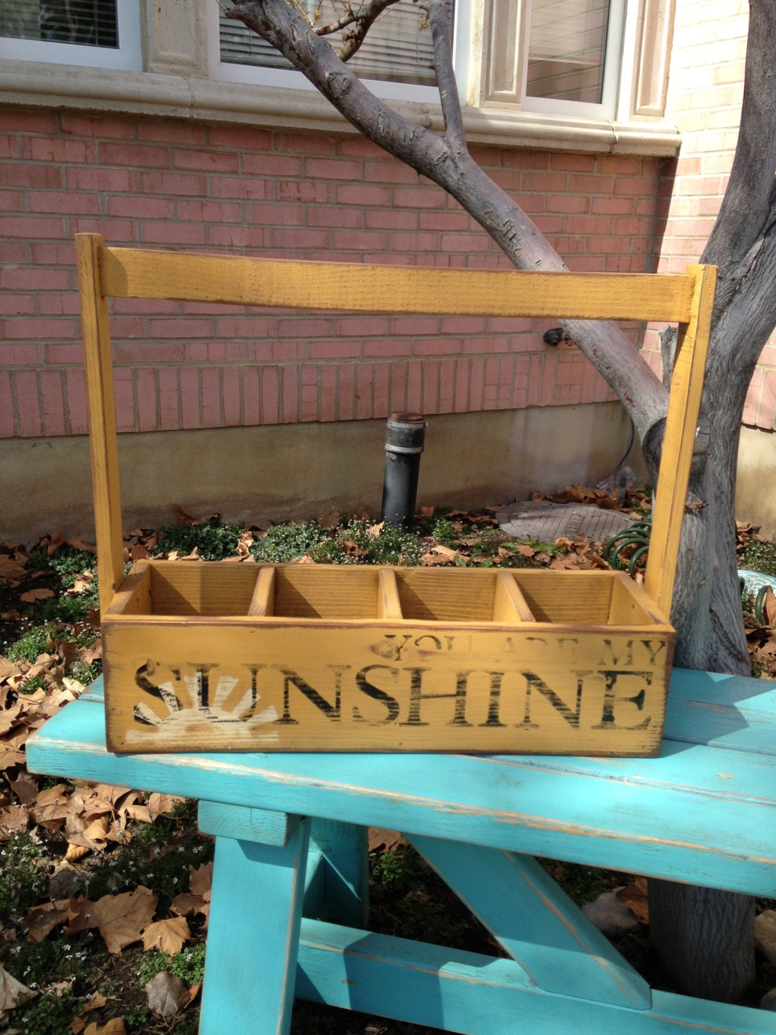 Distressed Wooden You are my Sunshine Mason Jar Centerpiece, front porch decor, flower box, milk crate