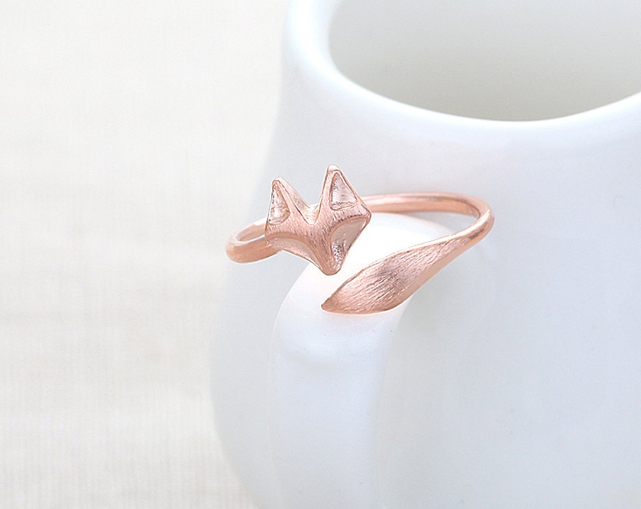 Cute Fox Ring - Rose Gold // R012-RG // Fox rings,unique rings,adjustable rings,animal rings,stretch rings,cute rings,cool rings