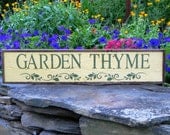 GARDEN THYME Sign - Garden Decor - Handmade Wood Signs - Indoor and Outdoor - Country Home - Farmhouse - Yellow