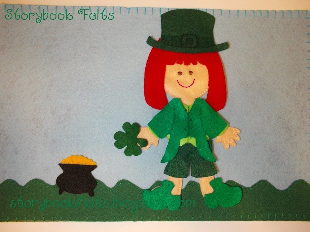 Storybook Felts Felt My Little Leprechaun Boy Or Girl Storyboard Play Set 11 PCS Paper Doll St. Patrick's Day