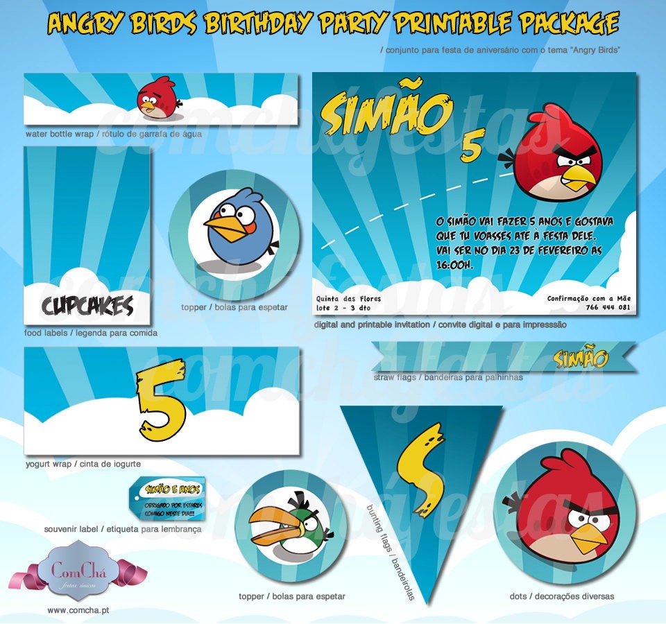 Kit Festa Angry Birds (PDF) / DIY Angry Birds Birthday Party Printable Package