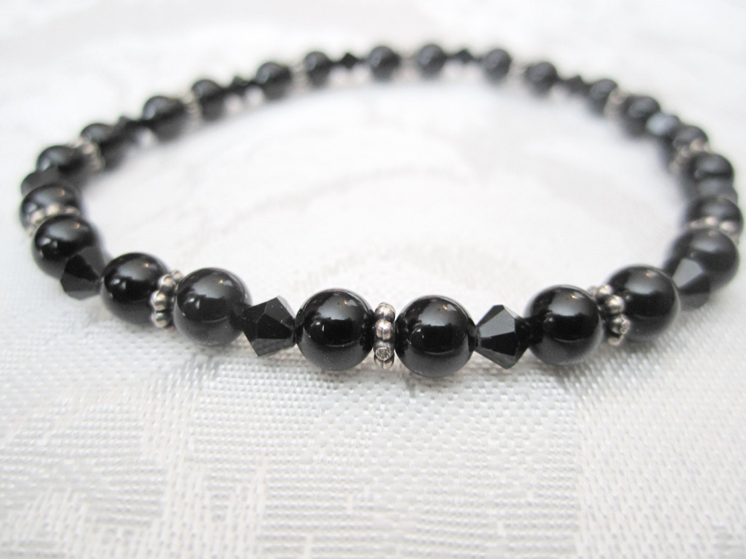 Swarovski Crystal & Semi-Precious Stone Stretch Bracelet - Beaded Bracelet - Beaded Jewelry