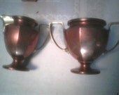1930s to 1940s Art Deco Universal Copper and Brass Creamer and Sugar bowl Set