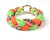Orange and Lime Braided Bracelet - Neon Bangles - Braid Bracelet - Fabric Bracelet - Summer Jewelry Fashion Christmasinjuly CIJ