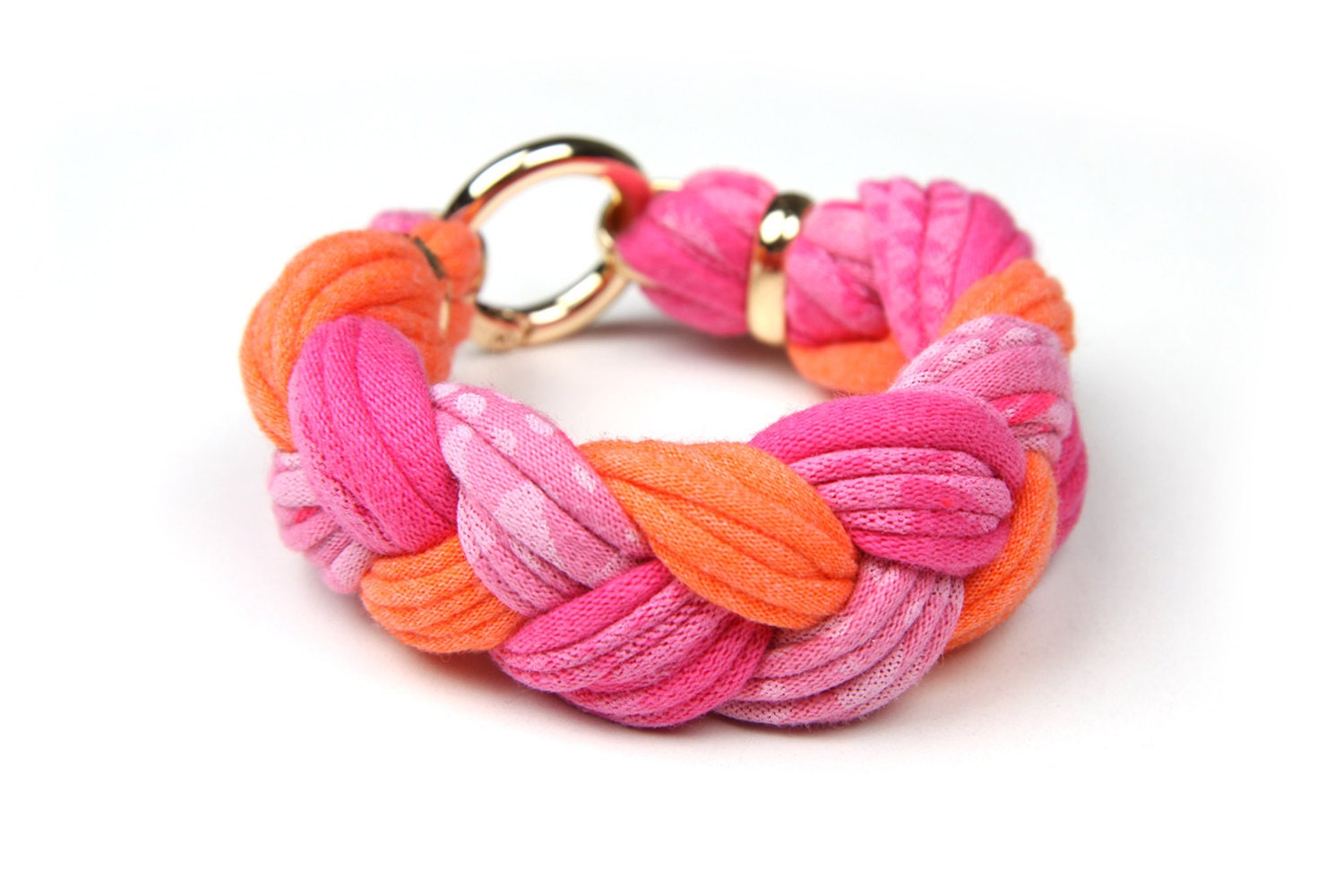 Pink And Orange Easter Braided Bracelet Bangle - Bright Spring Jewelery Neon - Braid Bracelet Summer Jewelry Fashion Christmasinjuly CIJ