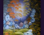 Original painting in handmade landscape in the style fantasy "Fabled Forest" . Oil on canvas.