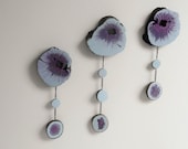 Rustic Blue Wood Slab Wall Hanging Decoration Wood Art Home Decor Set of 3