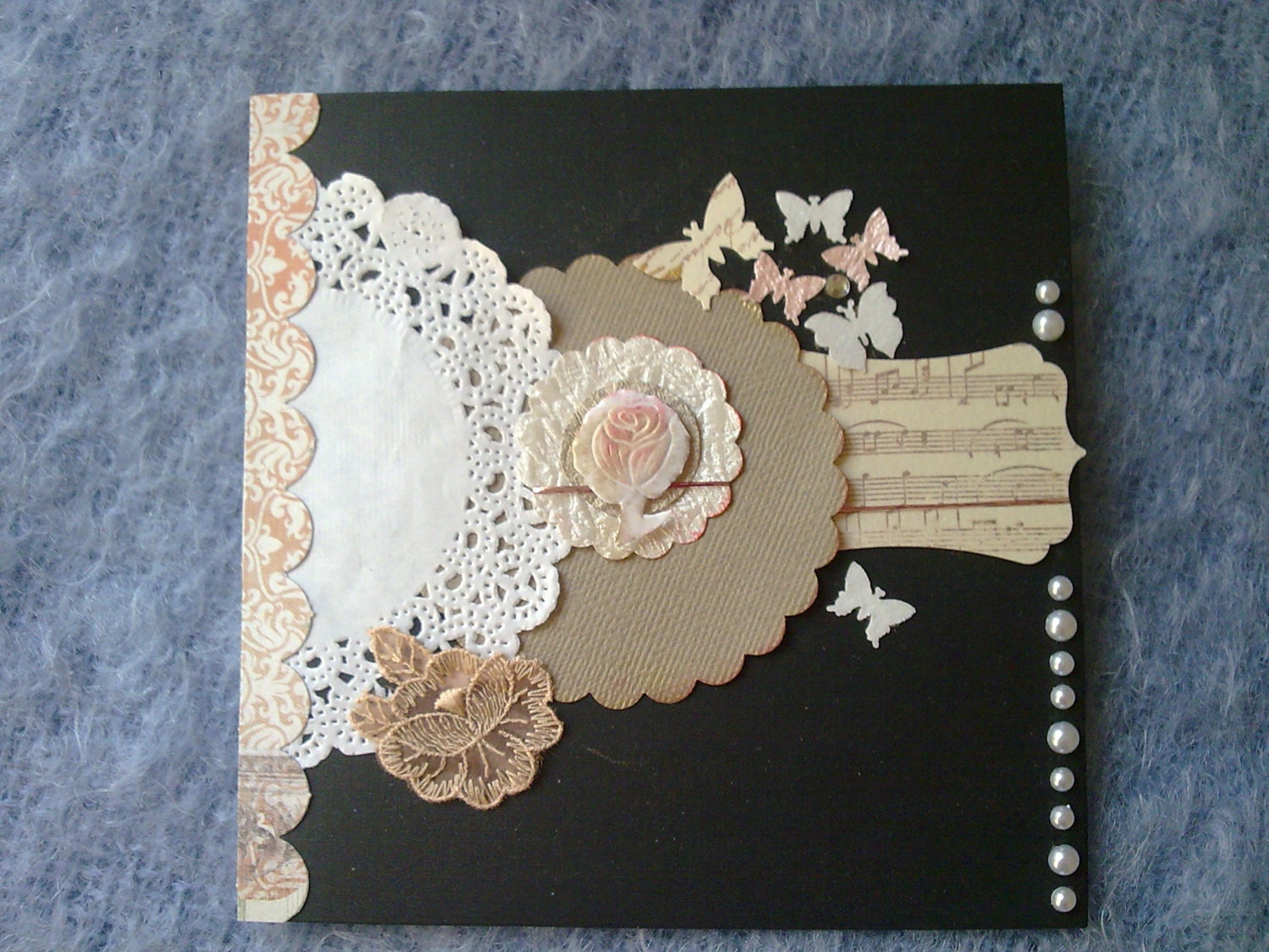 Vintage, Lace, Pink, Coffee and Cream Collage Inspired Ladies Birthday or All Occasion Card