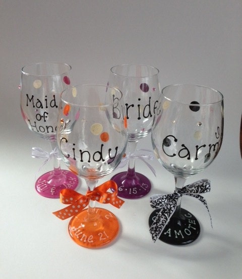 Personalized Hand-Painted Wine Glasses for Wedding, Special or Corporate Events - Gift, Favor or Place Setting