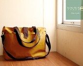 Sale 20% // Mustard yellow and dark brown // Messenger // Shoulder bag // Hand bag// Canvas bag // hip bag // tote // Diaper bag - Otoro