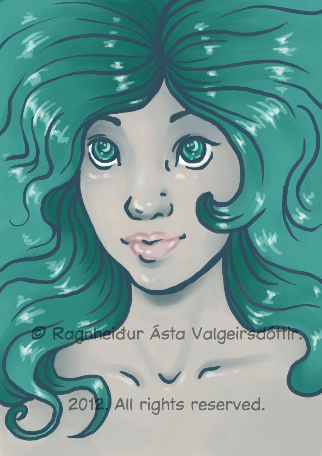 Mermaid Girl Digital Art Print Nature
