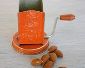Industrial Red Metal Meat & Nut Chopper Top - Androck Grinder w/ Wood Handle Kitchy Vintage Rustic Farm House Primitive Cottage Style