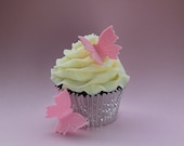 12 handmade sugarpaste - fondant butterflies - Spring  edible cake  - cupcake topper baby shower - birthday- wedding decoration