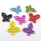 Mixed Color Wood Butterfly Charms Pendants 21.5x25mm