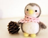 Needle felted penguin ornament - animal miniature-handmade toy-perfect gift