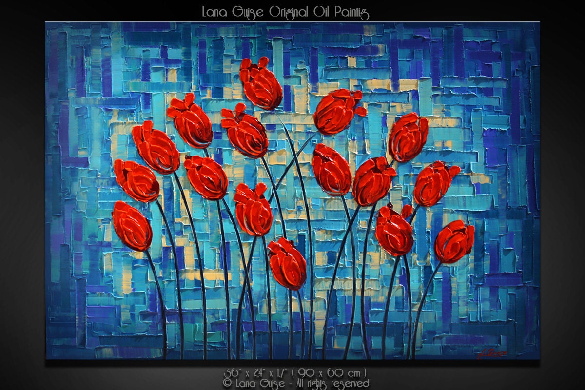 ORIGINAL ABSTRACT  Contemporary Oil Painting Heavy Palette Knife 36" X 24" by Lana Guise
