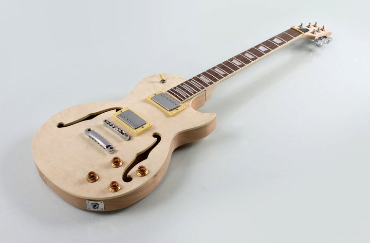 DIY Electric Guitar Kit Set In Neck Semi-Hollow Body Maple Neck GK014