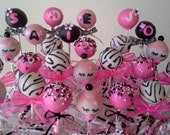 Baby Shower Cake Pops - Zebra Striped & Pink - It's a Girl Cake Pops