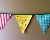 Handmade stitched flag banner vintage fabric