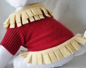 Pet Clothing Shabby Chic Pet Sweater Ruby Red Cashmere with Yellow Fleece Trim Small Dog Sweater