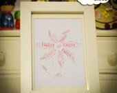 Daisy Flower Shaped Word Art - Framed 9x14cm