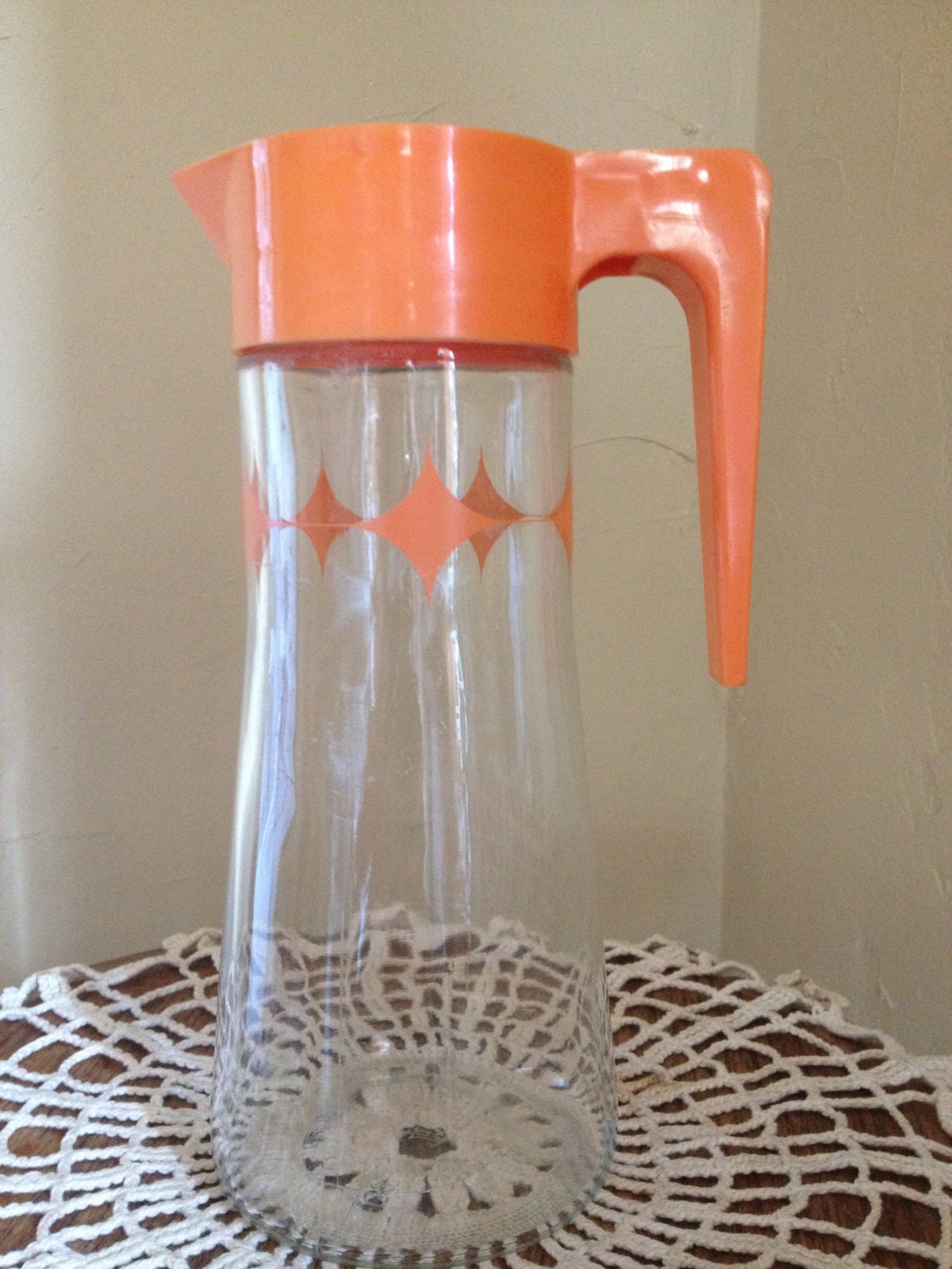 Vintage Anchor Hocking Orange Juice Decanter with Flip Lid Top 9" tall