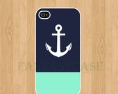 SALE Anchor on Navy Blue & Mint  - iPhone 4 Case , iPhone 4s , iPhone 5 Cover , Galaxy S3 , Galaxy S4 , Galaxy Note2 , Plastic Case