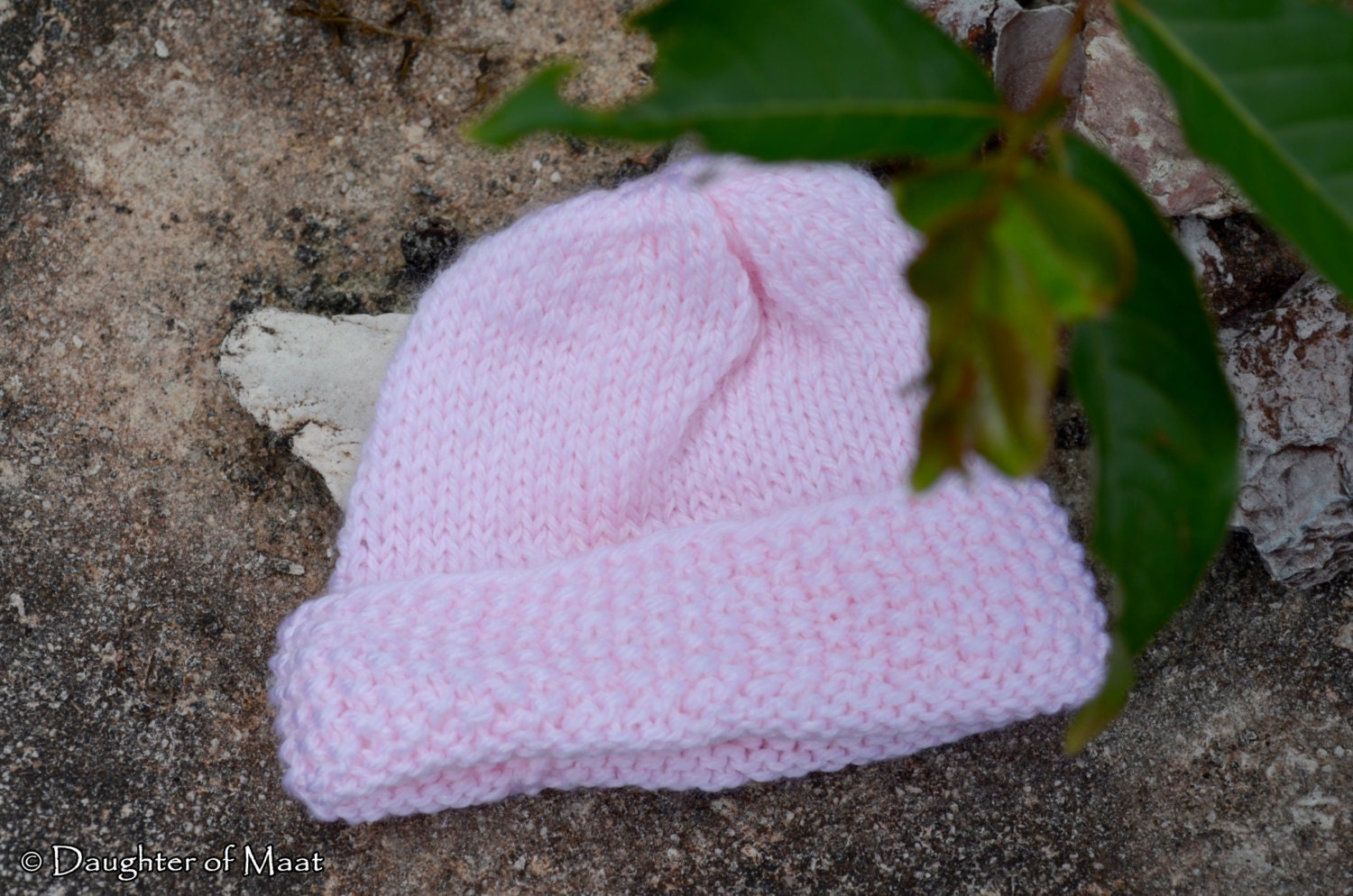 Newborn Hand Knit Baby Hat for Girls - Pink