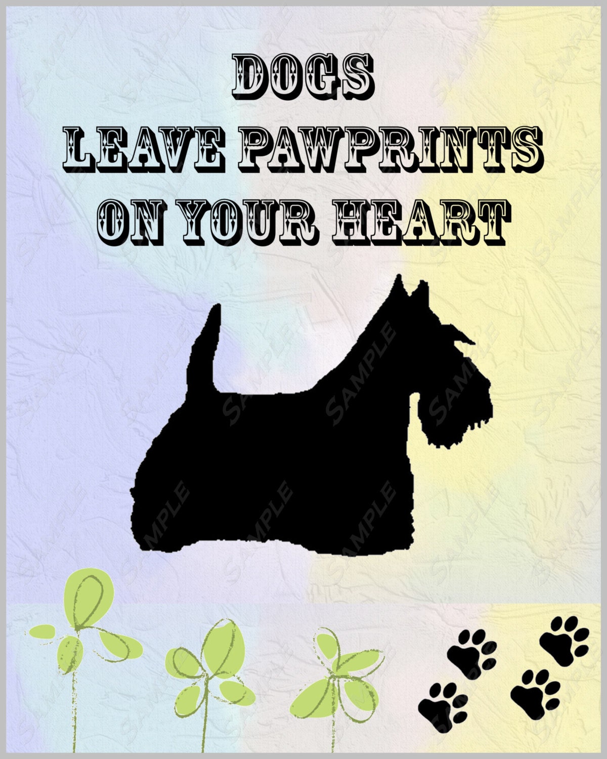 Scottish Terrier Scottie Dog Art Print 8 X 10 Print Baby Nursery Home Decor
