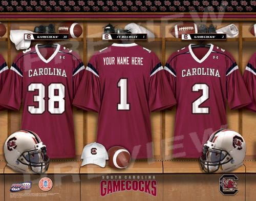 Personalized South Carolina Gamecocks Football Locker Room Framed Print - NCAA Football - NCAA-LRP