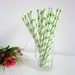 50 Apper Green Polka Dots Paper Drinking Straws Cake Pop Sticks White Party Straws-Milk Bottle Straws-Soda Straws-craft baybay shower straws