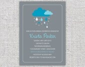 bridal shower invitation printable blue grey rain cloud rain shower wedding invitation shower digital invite customizable personalized