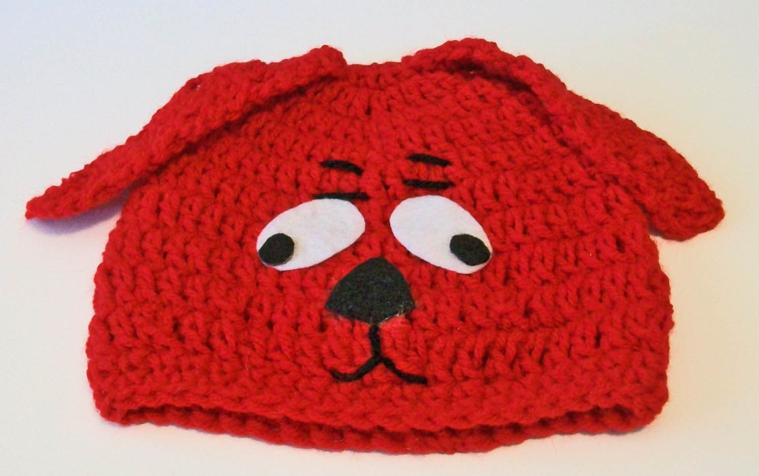 So Cute Red Puppy Dog Hand Crocheted Baby and Childrens Hat Great Photo Prop 5 Sizes Available