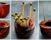 Handmade Ambonya Burl Wood Toothpick / Matchstick Holder Table Piece