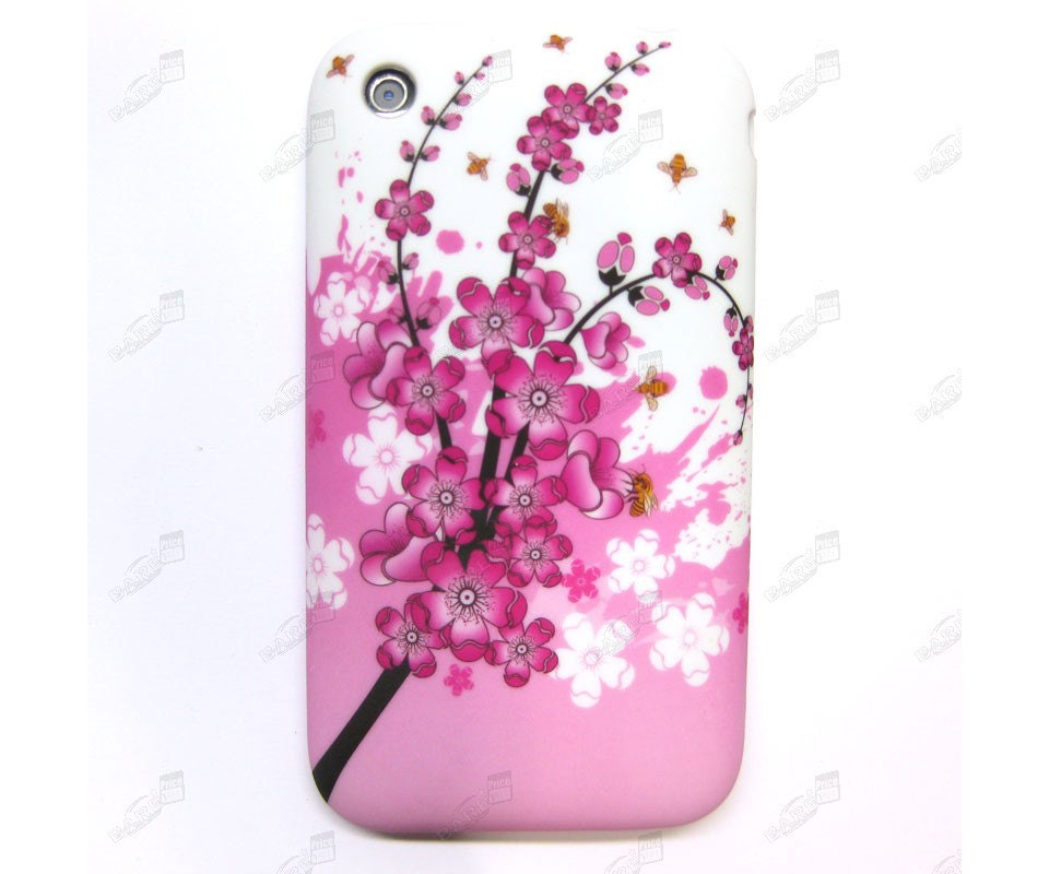 iphone 3gs case, iPhone 3 3g Case - Cherry Blossom Flower Silicone Designer Case Cover Skin for Apple iphone 3 3g 3gs