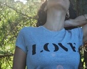 Love t shirt for women grey organic cotton bamboo