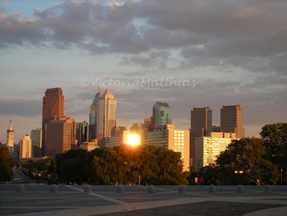 Philly city skyline during sunset print 5x7