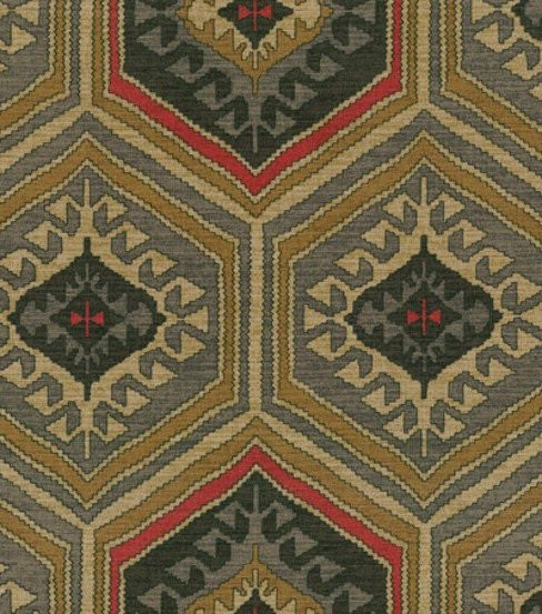 MEMORIAL DAY SALE - Multi Color Geometric - Waverly Cub Cabin Campfire - Fabric by the 1/2 yard - Zig zag