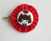 Baby Girl Snap Hair Clip - Fabric Flower, Cute Fabric Button, Baby Girl headbands, Baby hairband, Toddler Hair Clip, Spring: Ready to Ship