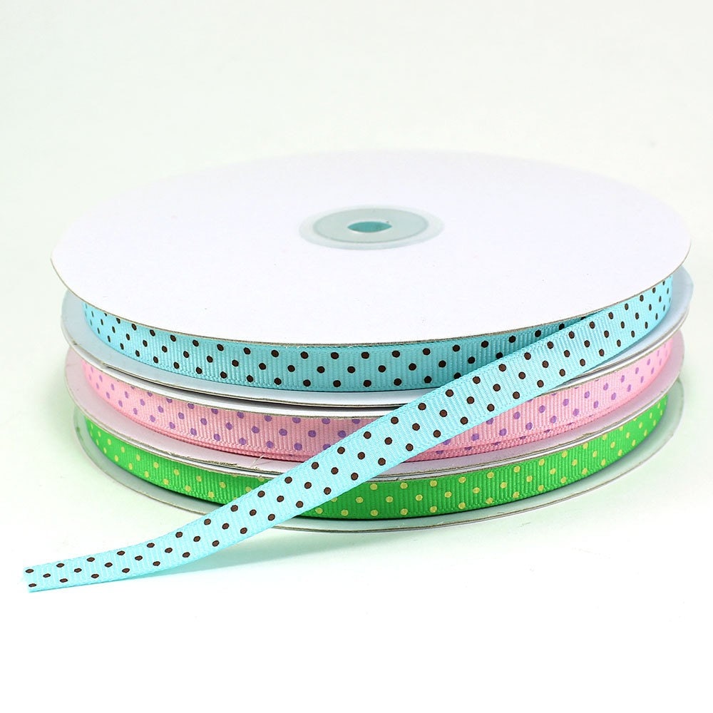 Swiss Dot Grosgrain Ribbons 3/8" (spool of 50 yards) - ** FREE SHIPPING ** Il_570xn